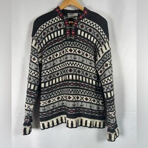 Northern Isles Handknit Sweater Nordic Vintage Chunky Fisherman Fair Isle Med